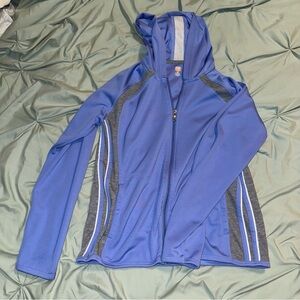 Stylish Blue and Gray Women's Zip-Up Hoodie